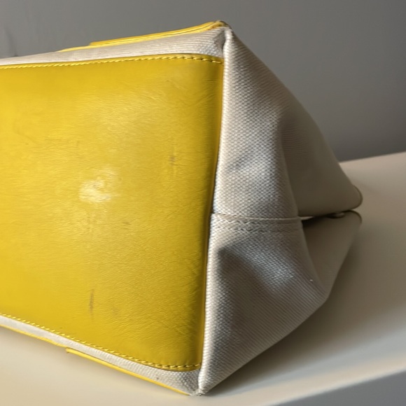 Authentic BALENCIAGA Caba S Hand Bag Canvas Leather White Yellow - Picture 8 of 16